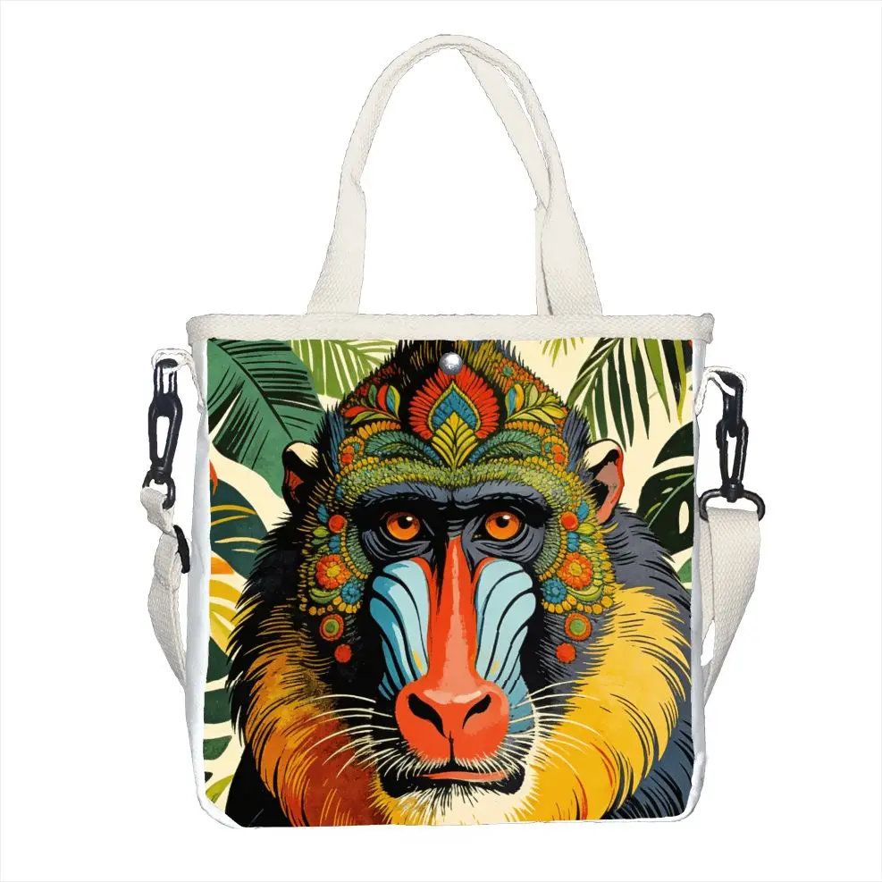 

Vintage Bold Mandrill Jungle Crossbody Bag, Vibrant Tropical Monkey Handbag