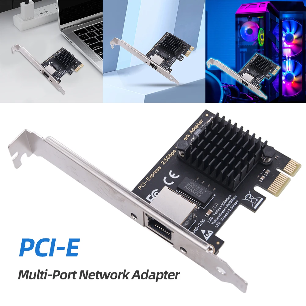 1/2/4 Port 2.5GB PCIe Network Card 2.5 Gigabit Ethernet Interface Adapter RTL8125BG Chip PCI Express Ethernet LAN Adapter for PC