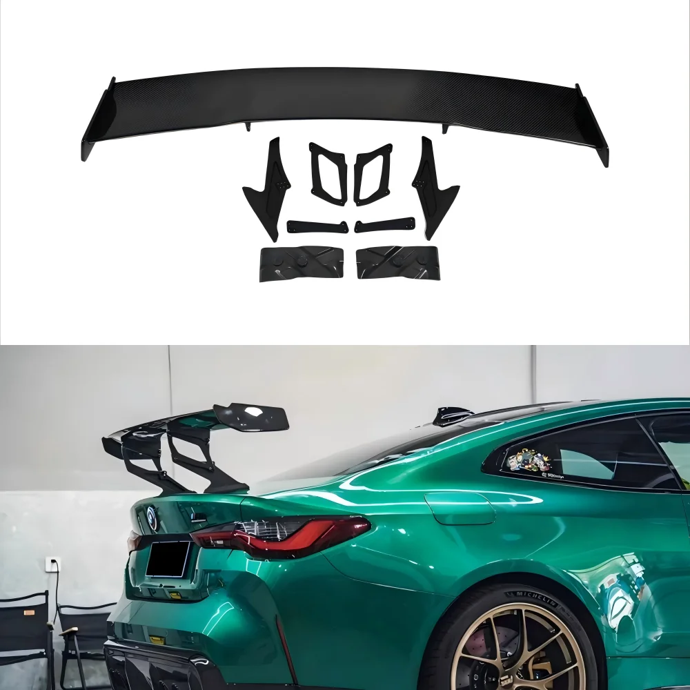 

For BMW M2 M3 M4 Genuine Dry Carbon Fiber 3D Tail Wing High Standoff Rear Wing Spoiler Body Kits Car Accessories