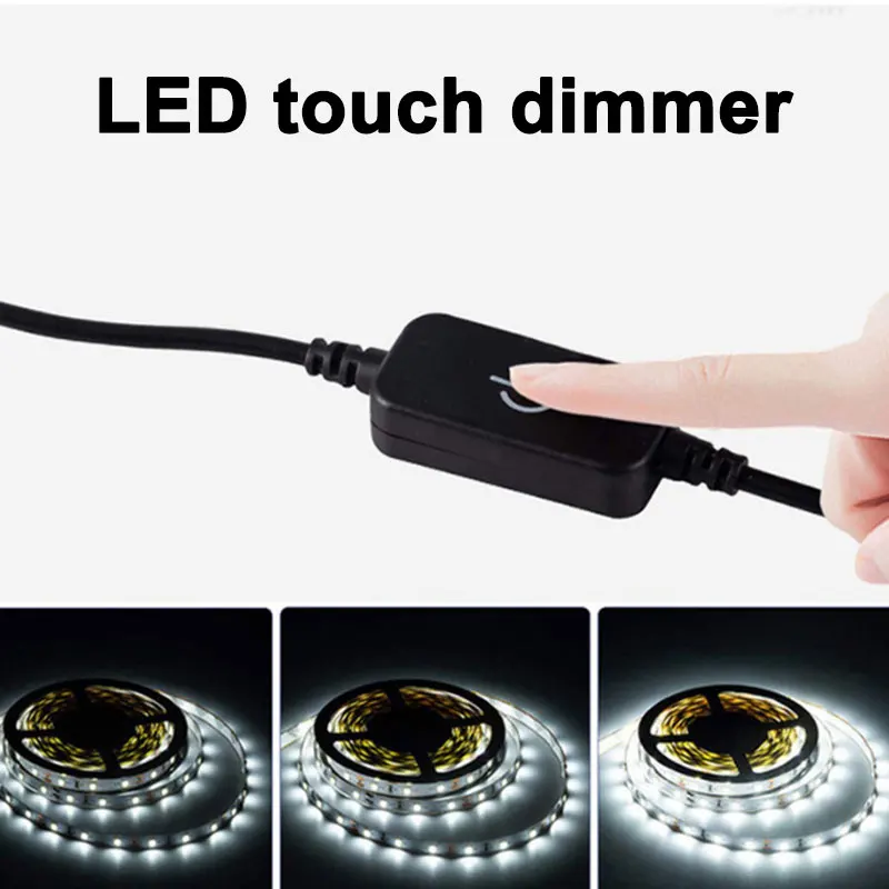 LED Strip Touch Dimmer Brightness Dimming Switch Memory Function 5V 12V 3A COB SMD Tape Lights Switch Adjustable with Indicator