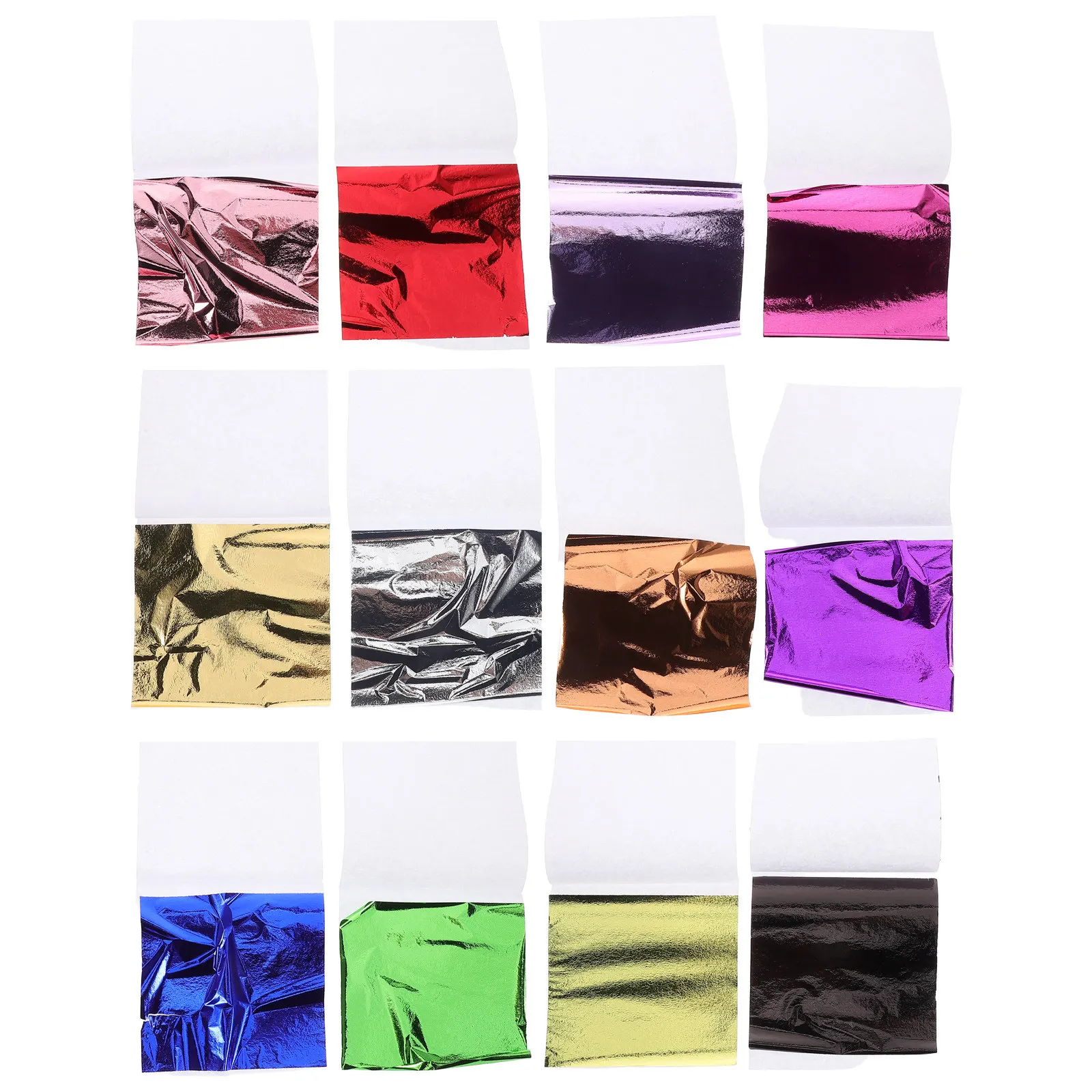 120Pcs Gold Leaf Paper Multicolor Metallic Foil Sheets for Craft Nails DIY Art Furniture Painting Decoration Flakes Sequin