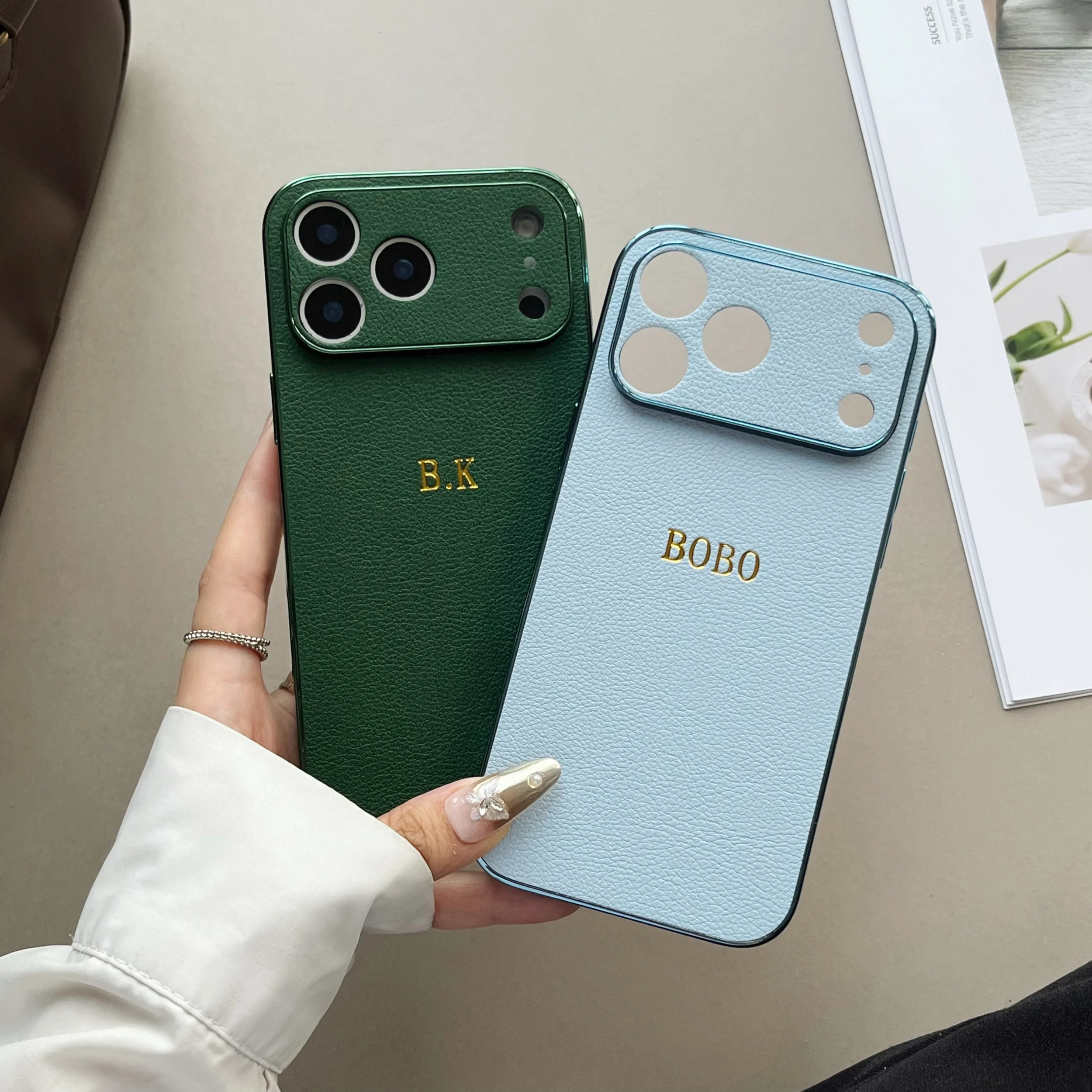 Luxury Faux Leather Plating Phone Case For iPhone 17 16 15 1