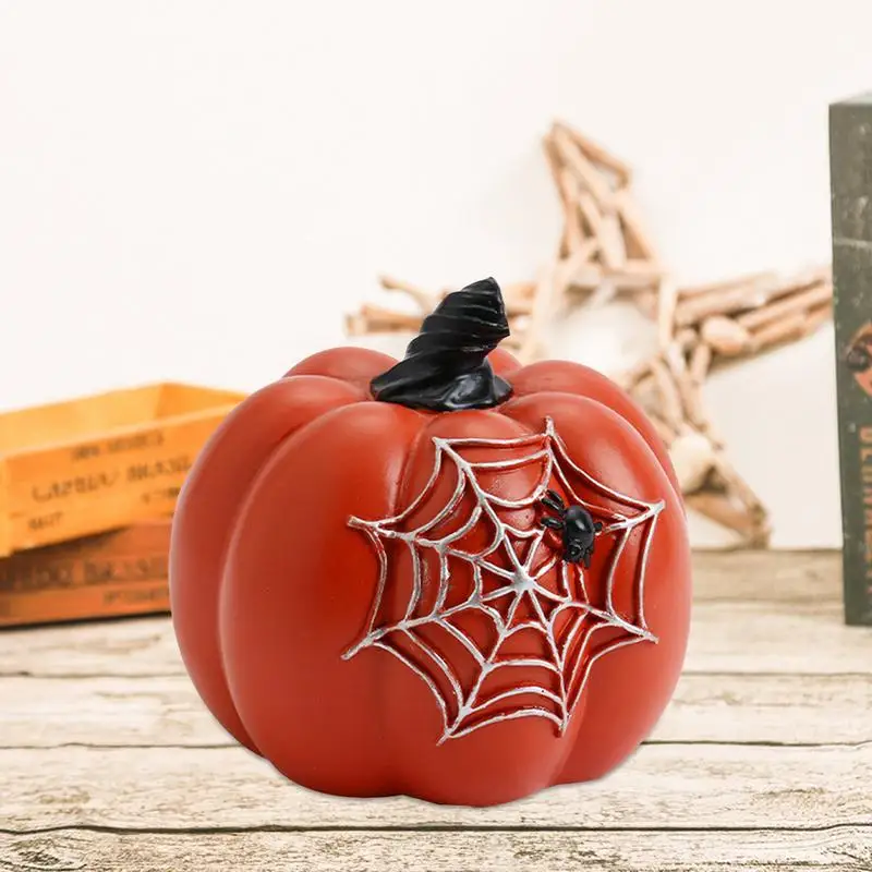 Halloween Pumpkin Statue Creative Pumpkin Design Sculpture Resin Decor Pumpkin Resin Crafts Collectible Figurines For Shelves