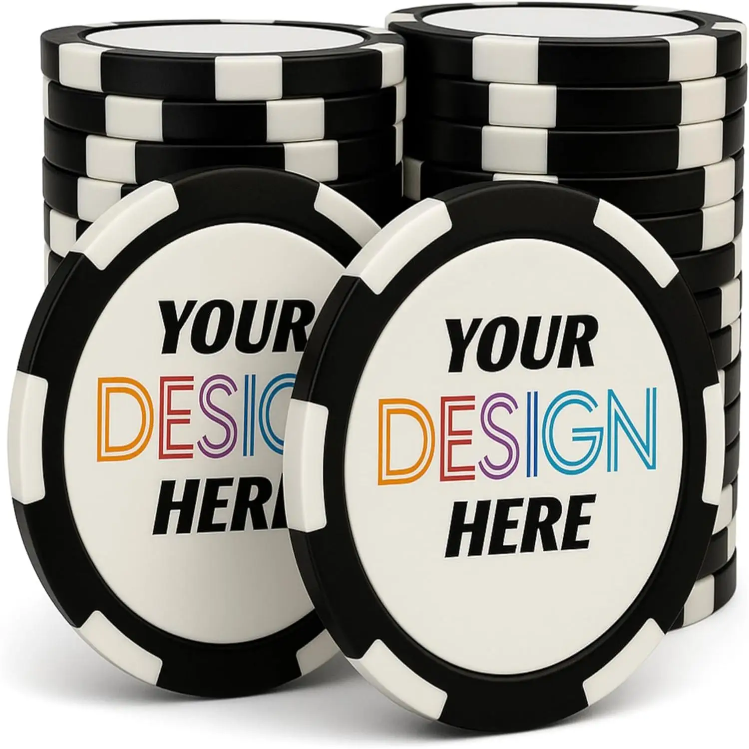 Custom Double-Sided UV Printed Poker Chips with Logo or Photo for Parties, Weddings, Trade Shows, Promotions