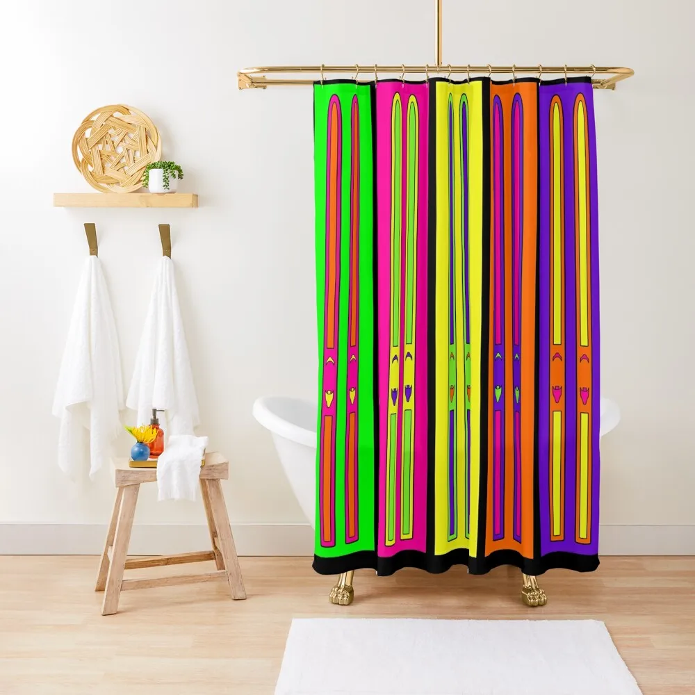 

80’s Skis Shower Curtain Window For Bathrooms Bathroom Showers Modern Bathroom Accessories Curtain