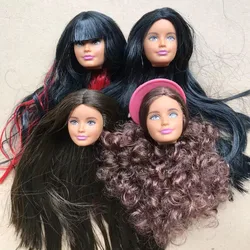 Original Doll Head Brown White Beige Skin Doll Heads Long Colorful Hair Doll Accessories Girl Collection Gift Toy Figures Heads