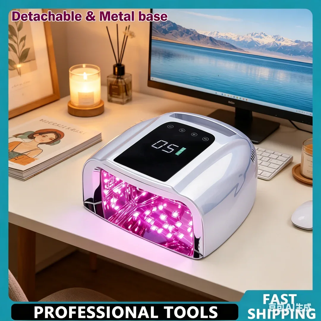 Splendid 96W Mirror Reflective Nail Lamp with Metal Pad Cordless Manicure Dryer Wireless UV Light for Nails Rechargeable Nail UV