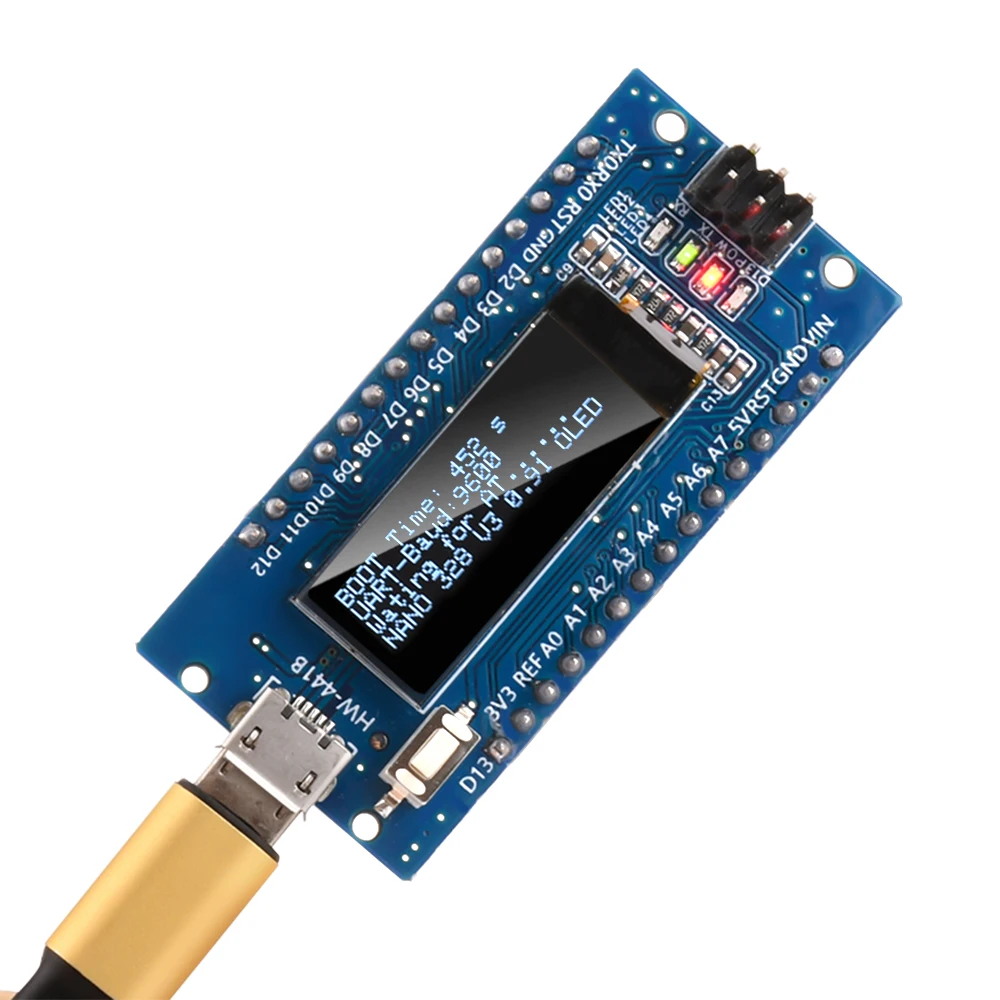 Nano V3.0,Nano Board ATmega328P CH340 Built-in 0.91'' OLED Display 128x32 SSD1306 IIC I2C Compatible for Arduino Nano V3.0