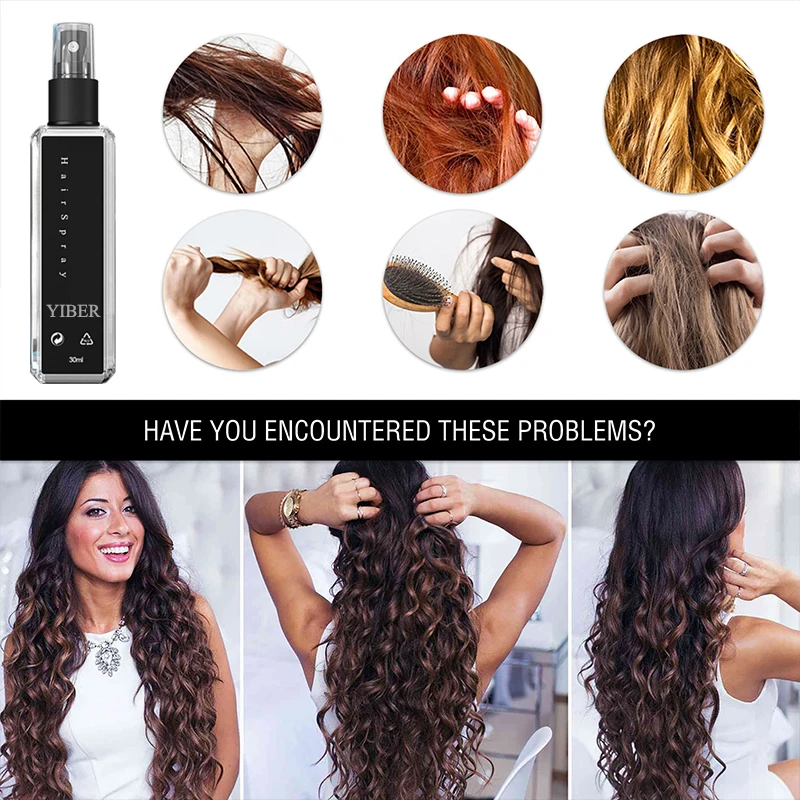 YIBER Plant Protein Hair Hold Spray Moisturizing Gel Styling Working Hair Building Fibers Hairdresser Curly Hair Fixing Spray