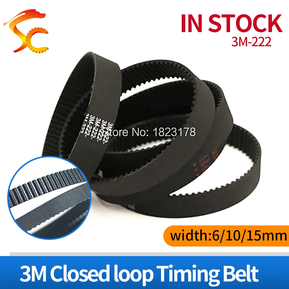 

HTD 3M Belt 3M-222 length 222mm Teeth 74 closed loop rubber Drive Belt width 6mm/10mm/15 printer closed loop 3D printer