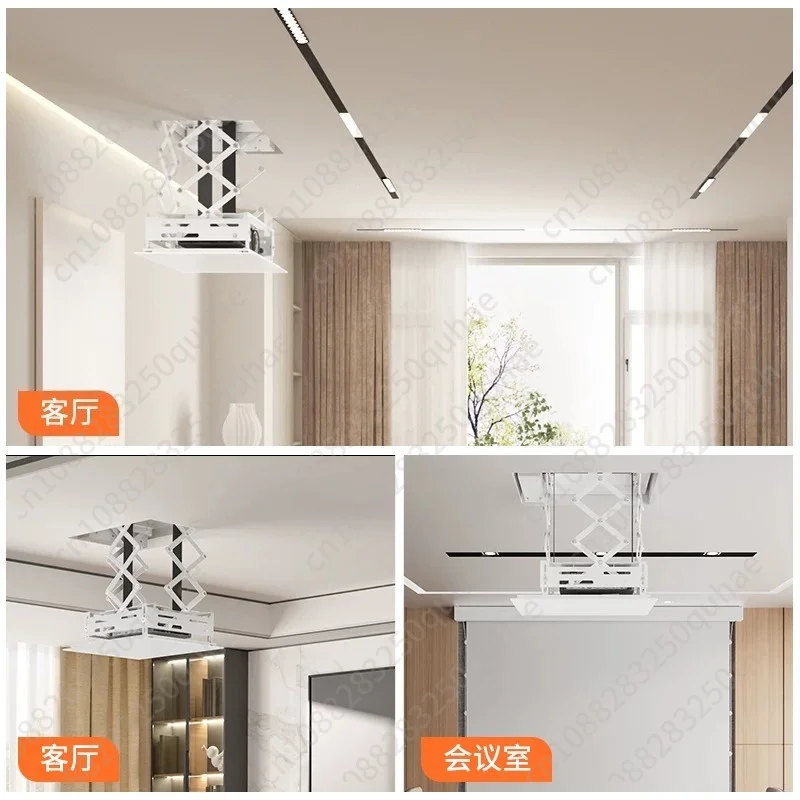 Ultra-Thin Hidden Motorized Projector Lift, Scissor-Type Automatic Ceiling Mount support with Remote Control