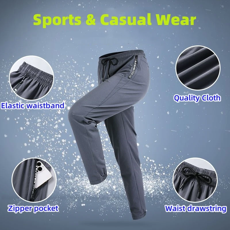 Pantalones largos de secado rápido para hombre, Pantalón recto informal, suelto, transpirable, para entrenamiento, Fitness, ropa para correr para jóvenes, primavera y otoño