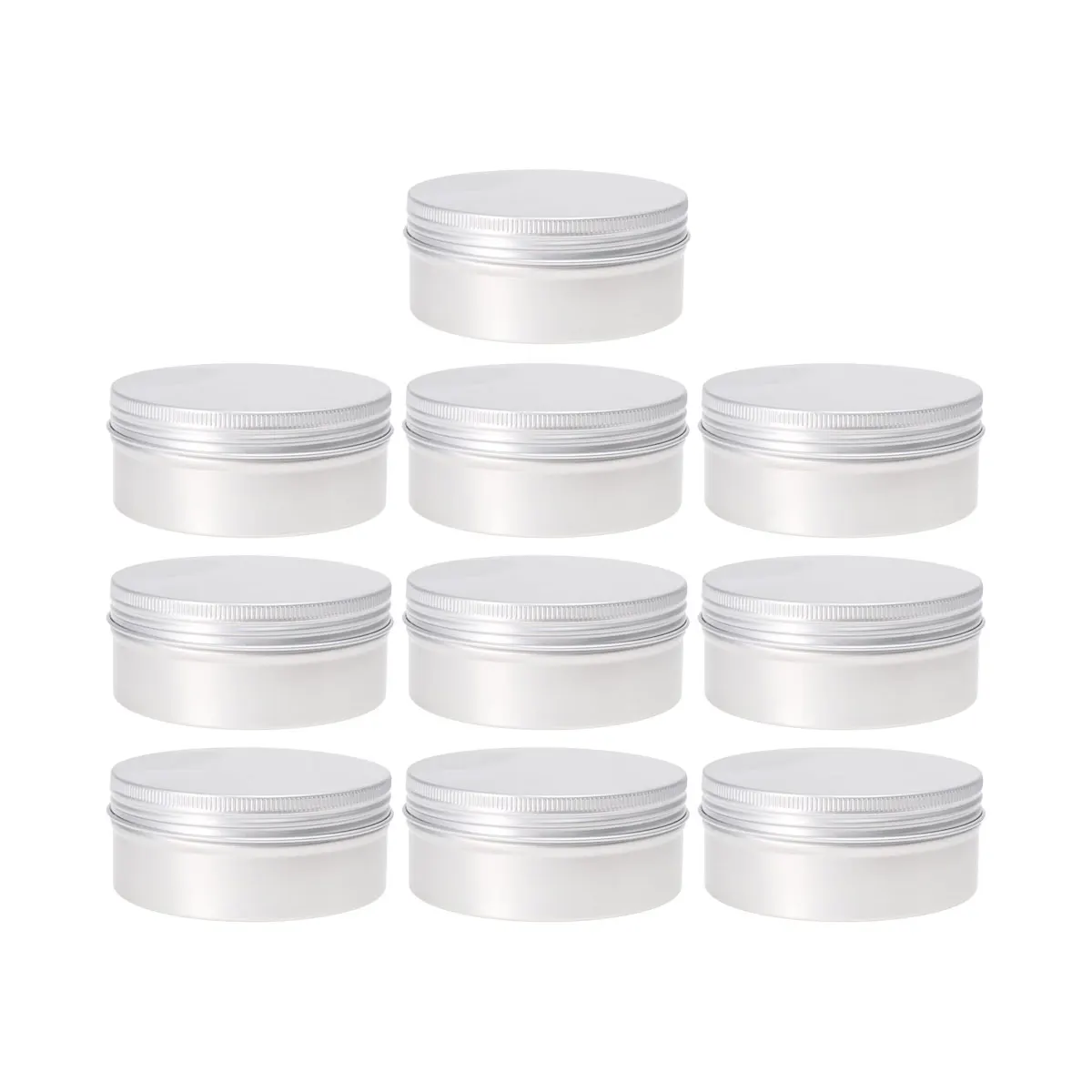 

10pcs Threaded Aluminum Boxes Round Edge Empty Tin Containers Jars Reusable Screw Top Lids For Oil Wax