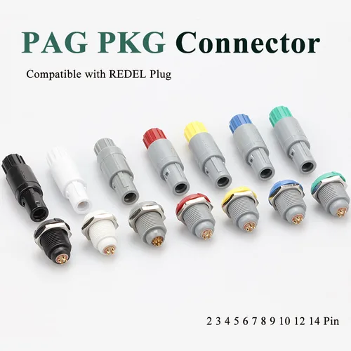Imagen 1 del producto Compatible con REDEL PAG PKG 1P 2 3 4 5 6 7 8 9 10 12 Conector fijo de enchufe autoblocante push-pull de plástico médico de 14 pines