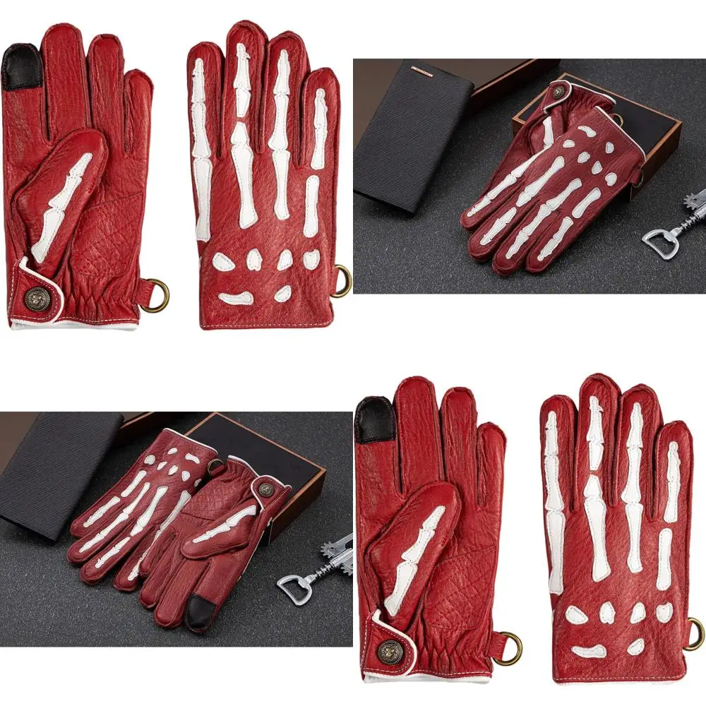 

Мужские мотоциклетные перчатки из оленьей кожи с нескользящей ладонью и теплая подкладка для зимней езды и езды на велосипеде