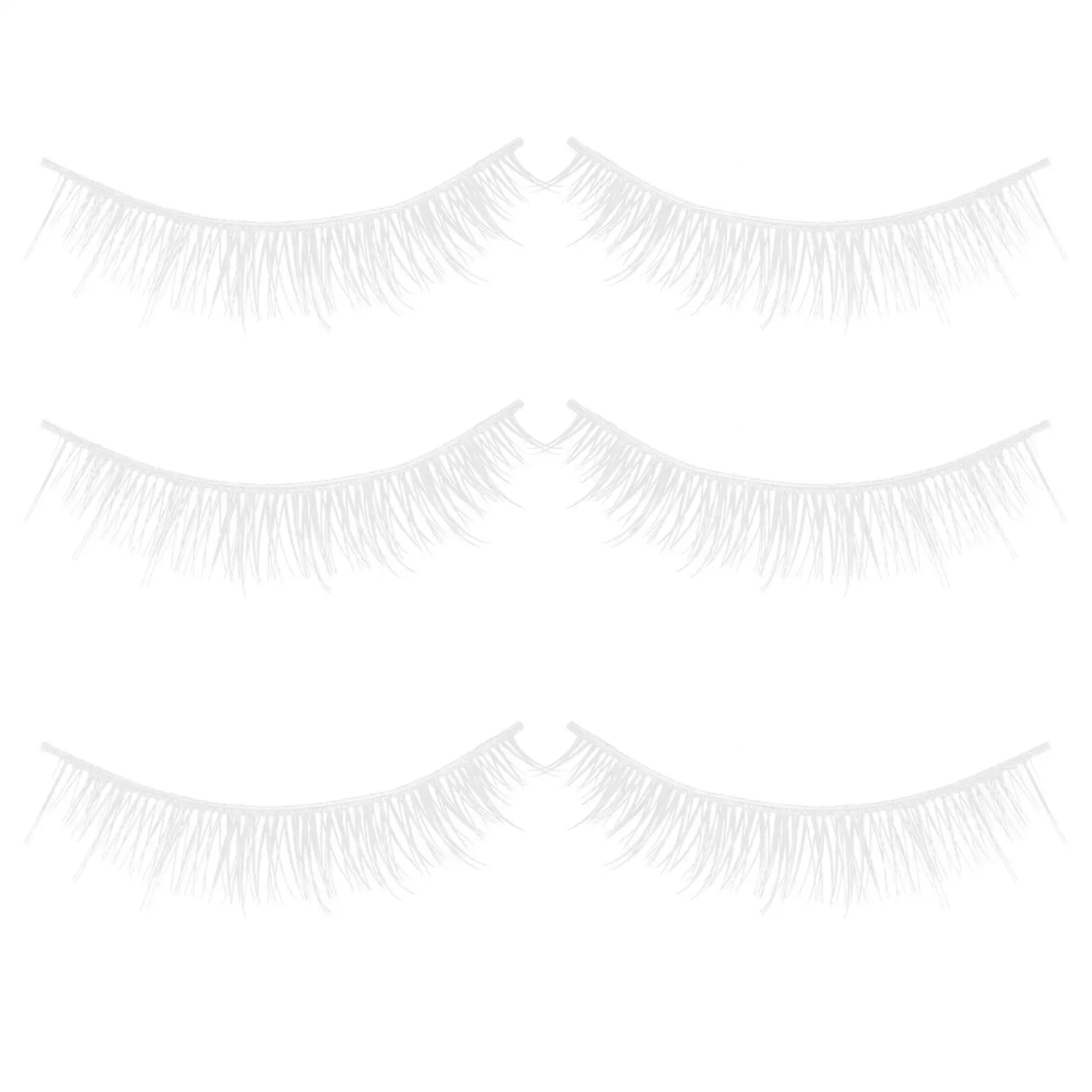 3 Paar falsche Wimpern, weiß, kurz, natürlich, Kreuzstiel, weich, bequem, nicht reizend, tägliches Make-up, Halloween-Wimpernverlängerung