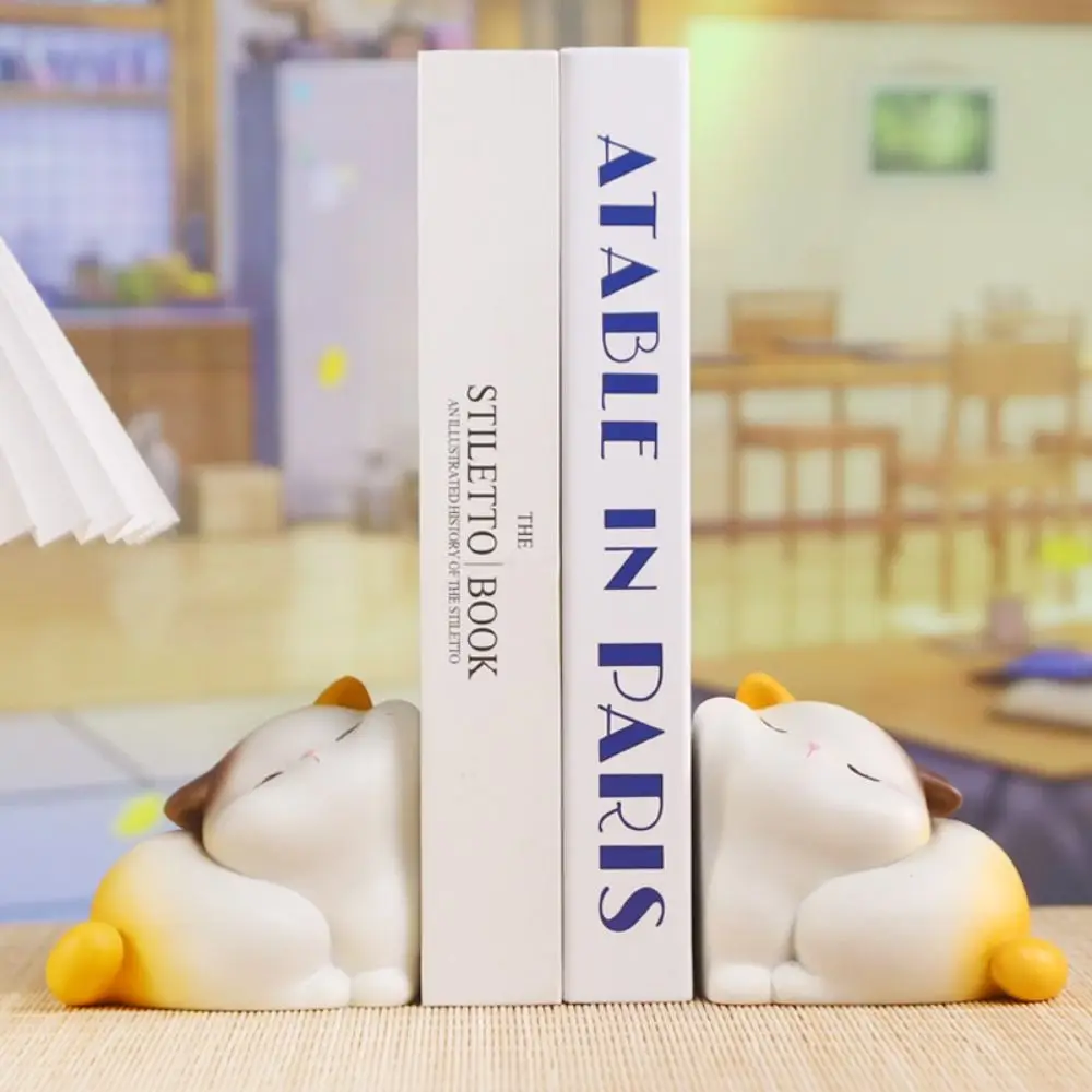 

Cat Shaped Kawaii Book Holder Resin Durable Hug Cat Bookshelf Cute Creative Cat Decorative Bookends Home Decoration