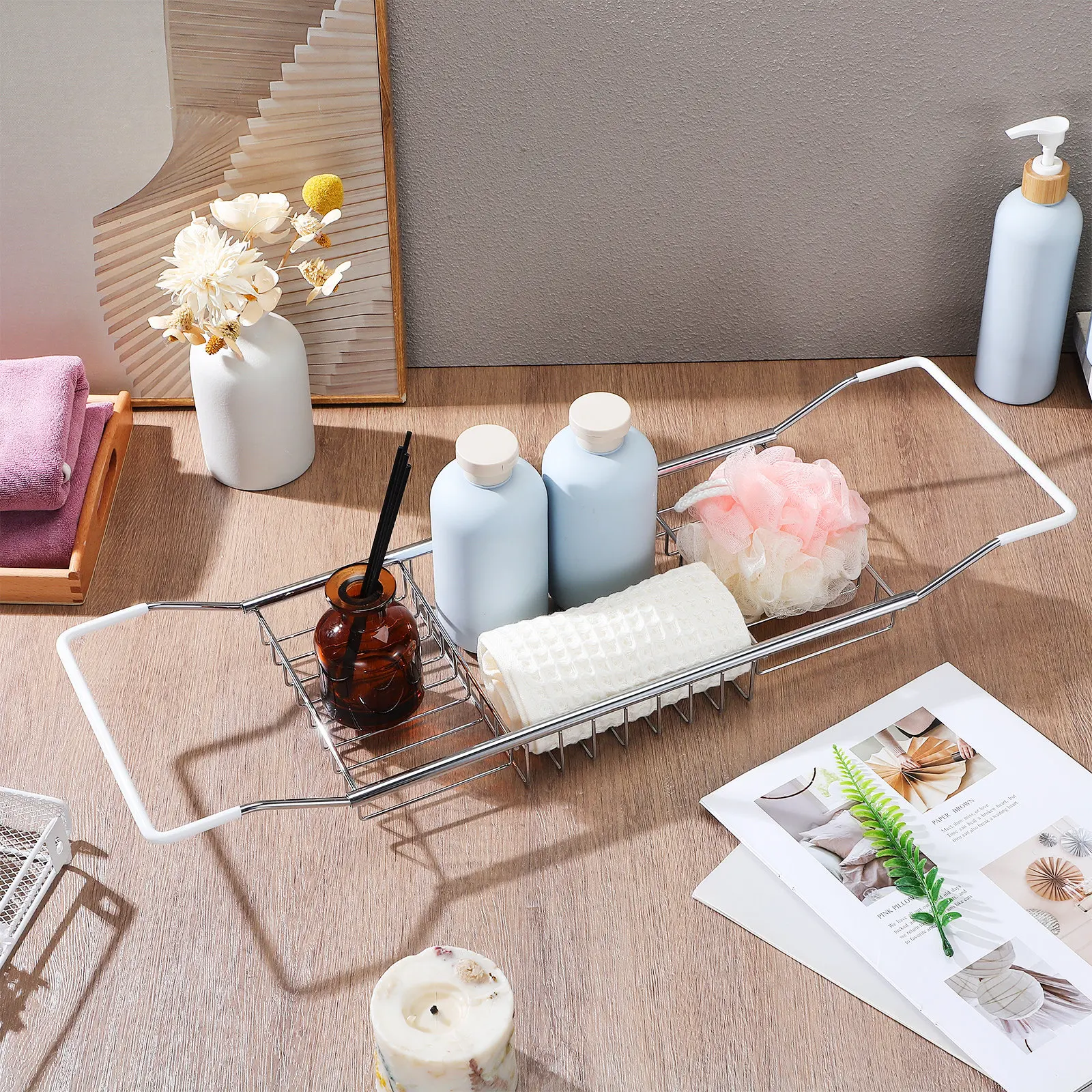 non-slip-telescopic-bathtub-rack-stainless-steel-bath-tray-with-stretchable-design-for-books-phones-wine-glasses-bathroom