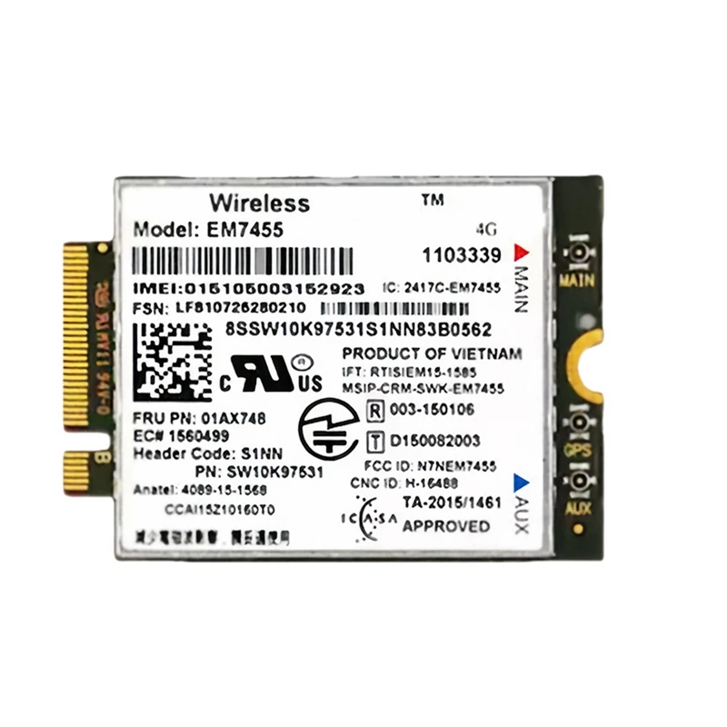 Módulo EM7455, tarjeta 4G LTE FRU 01AX748 para Lenovo Thinkpad T460 T560 L460 L560 X260 P70 P50 P40 X1