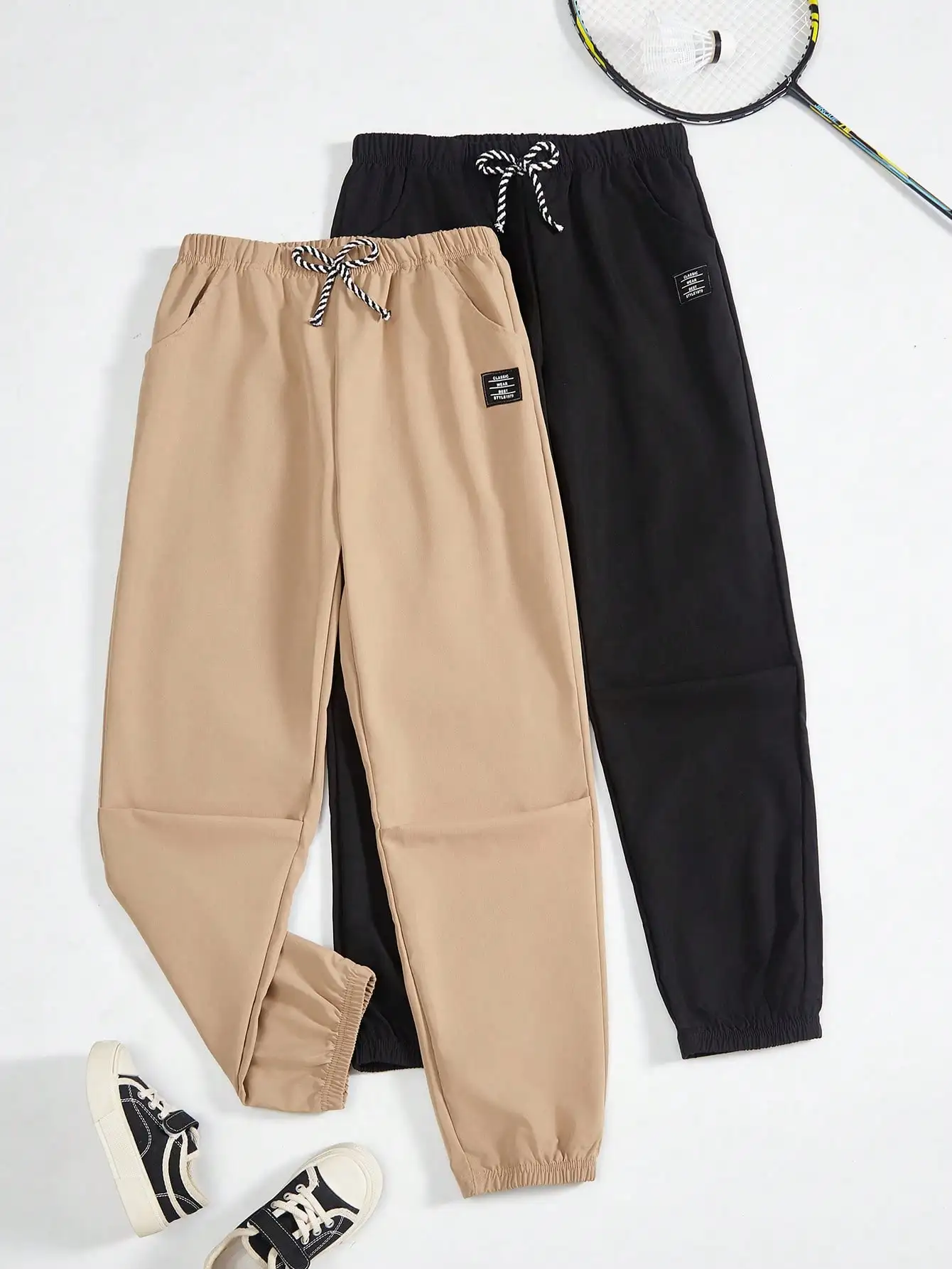 Children's solid color sports pants, boys' casual children's clothing, spring boys' slim elastic waist sports pants