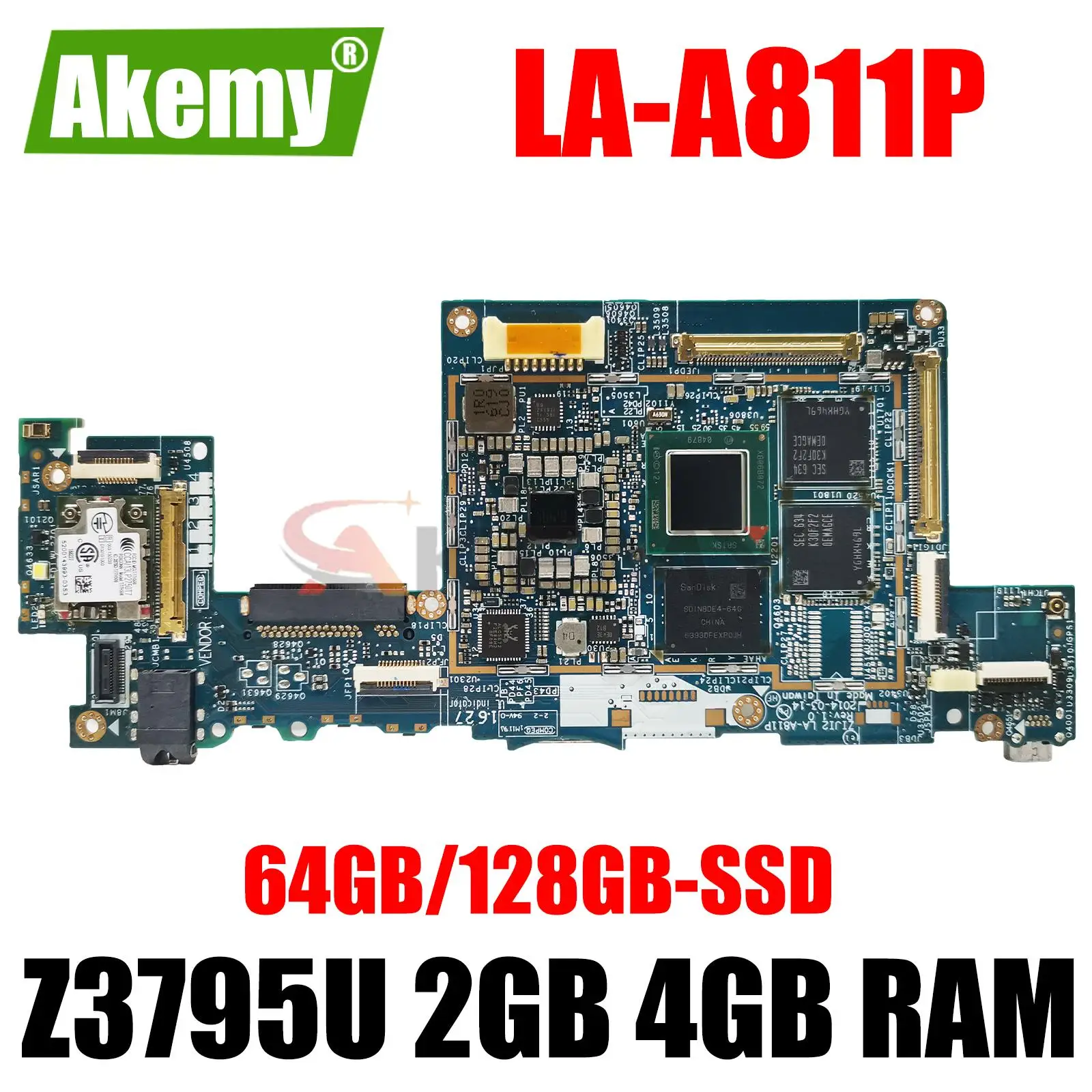 

For Lenovo ThinkPad 10 Laptop motherboard Mainboard ThinkPad 10 ZIJI2 LA-A811P Motherboard with Z3795U 2GB 4GB RAM 64G 128G SSD