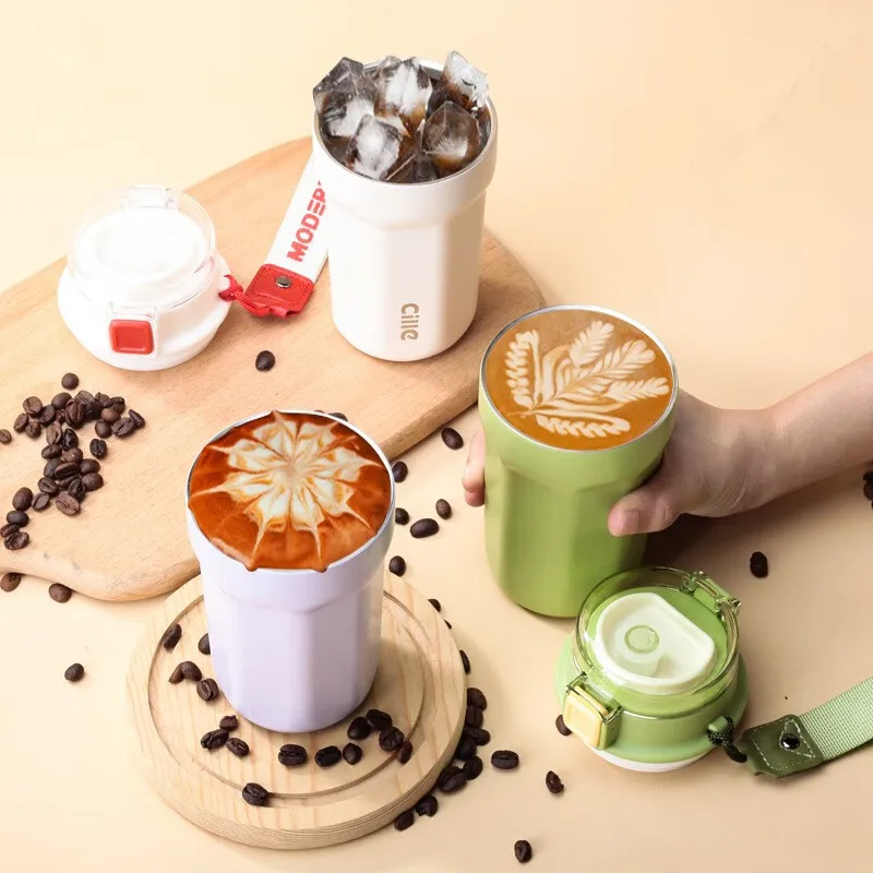 

Cille High Beauty Portable Coffee Cup Large Capacity Simple 316 Stainless Steel Insulated Cup Water Cup