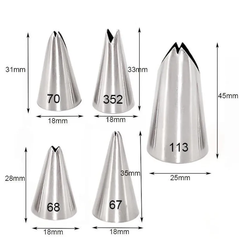 5Pcs/set Leaves Nozzles Stainless Steel Icing Piping Nozzles Tips Pastry Tips For Cake Decorating Pastry Fondant Tools