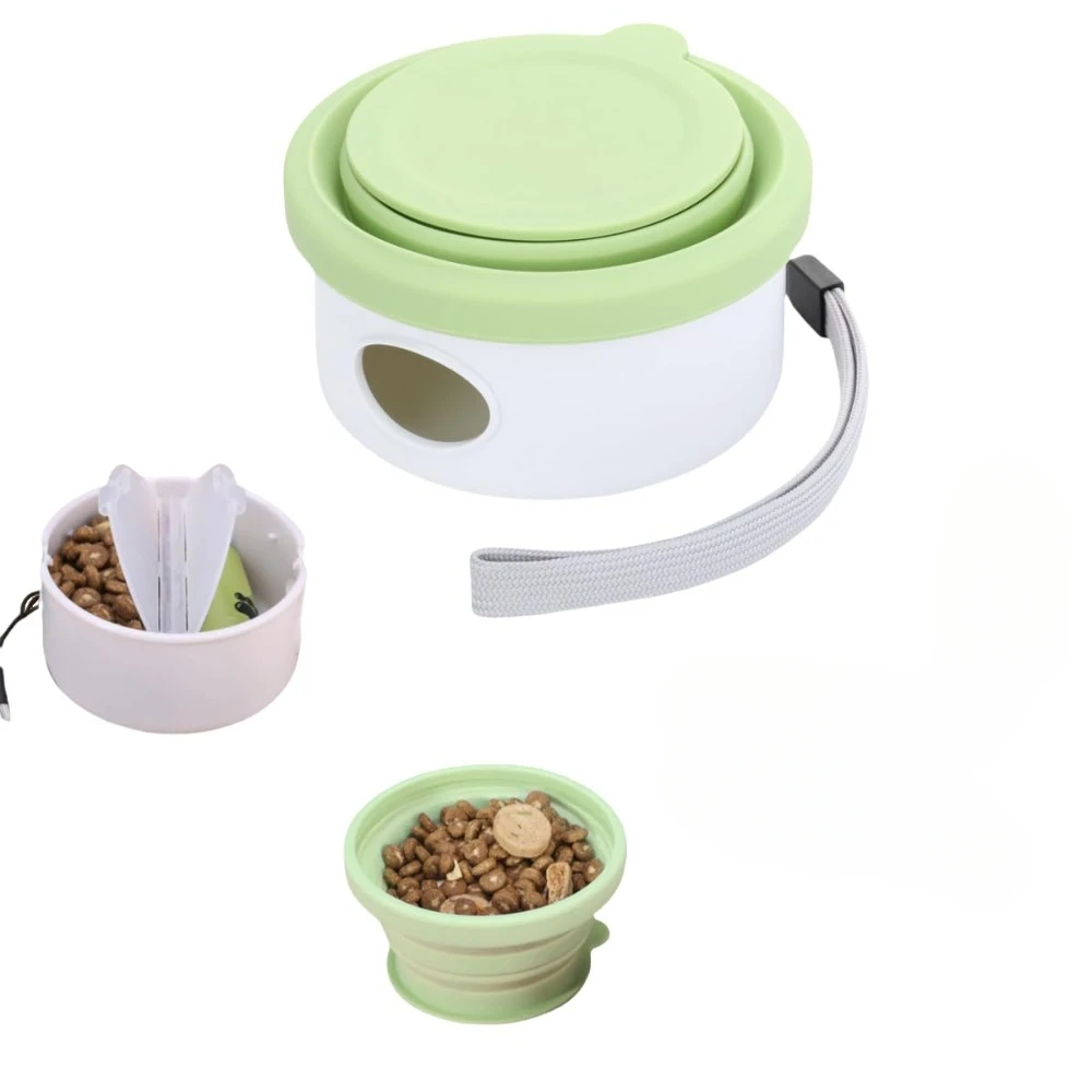 Dog Pet Folding Silicone Feeding Bowl Outdoor Travel Portable Puppy Cat Food Container Feeder 3 in 1 Carrying Bowl Water Cup