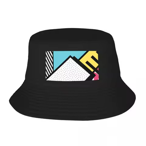 Abstract 80s memphis pop art style graphics Bucket Hat Cosplay Rave funny hat Woman Men's