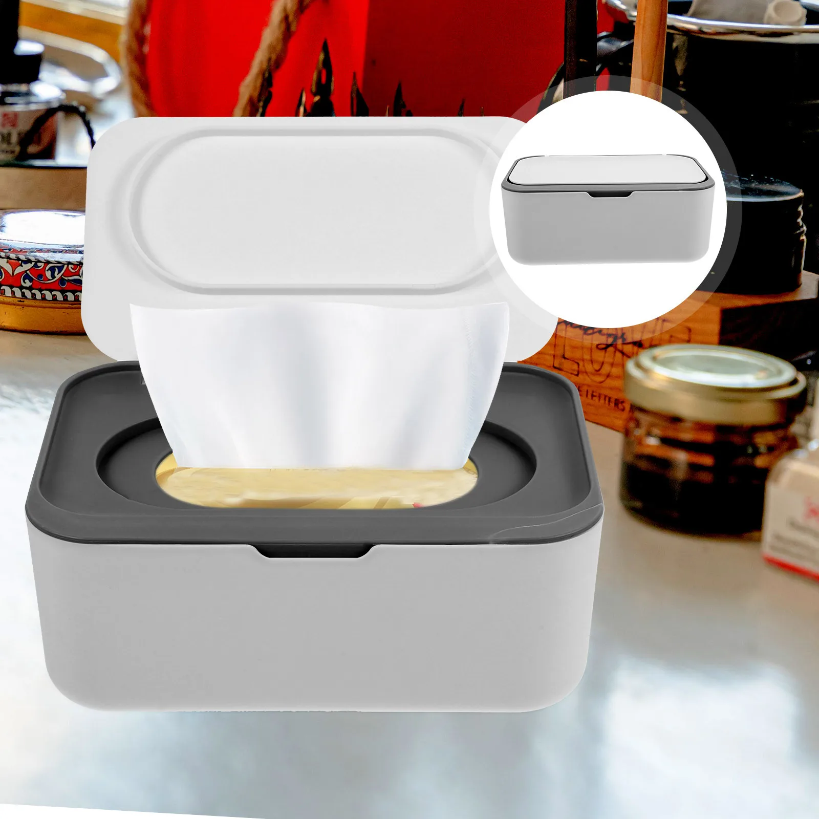 

Wipes Container Reusable Dispenser for Baby Dry Wet Tissues Compact Lightweight Travel Wipe Case Stroller Drawer Table Storage