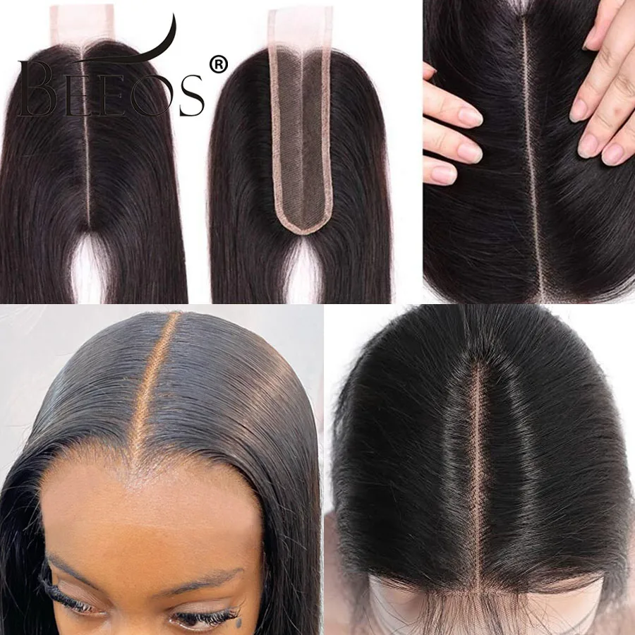 BEEOS Real 2x6 HD Lace Closure Only Straight 6in Deep Parting Pre plucked Human Hair For Women Brazilian Virgin Hair Natural