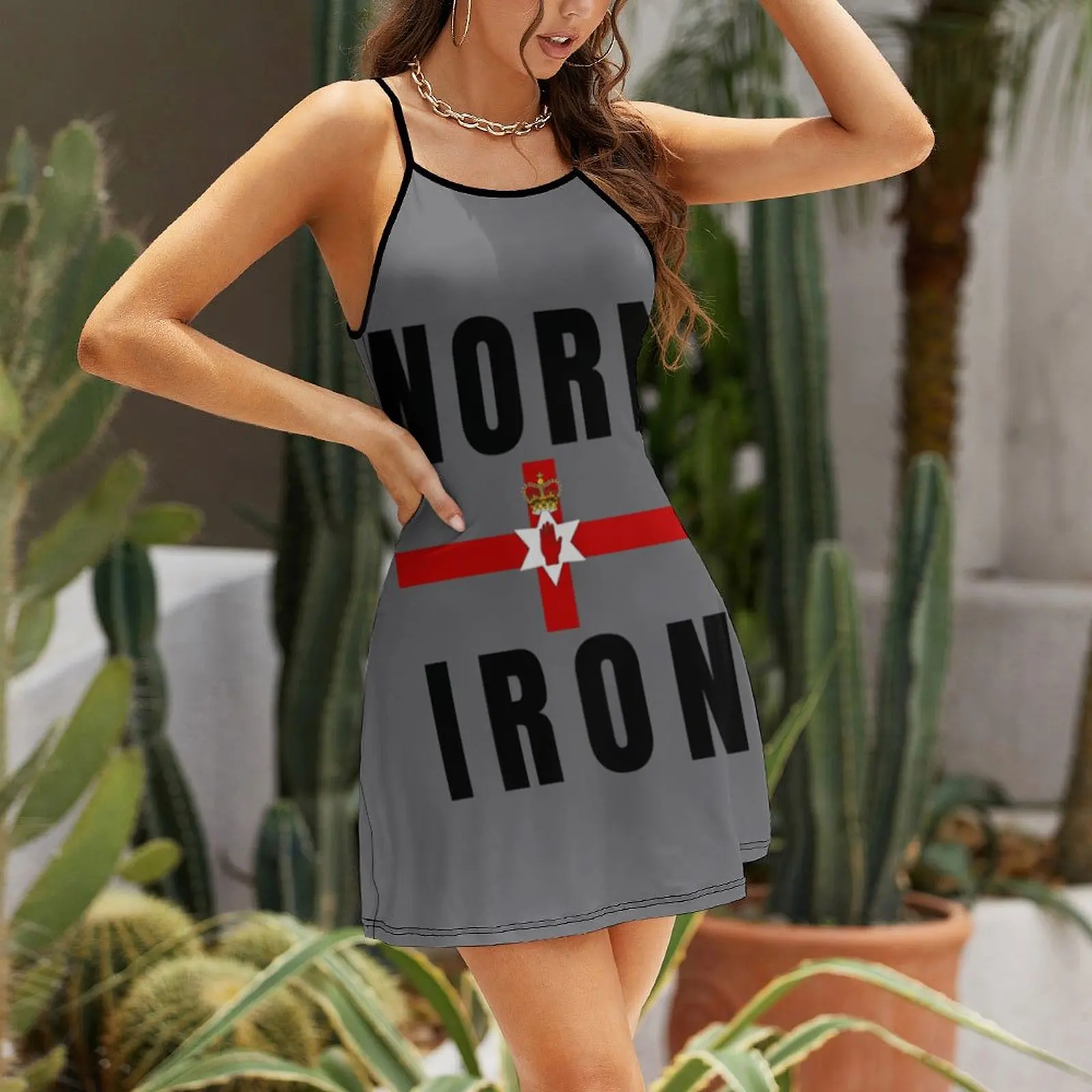 Sexy Woman's Clothing Strappy Dress Ulster Flag, NORN IRON  Women's Sling Dress Creative Cocktails Funny Sarcastic