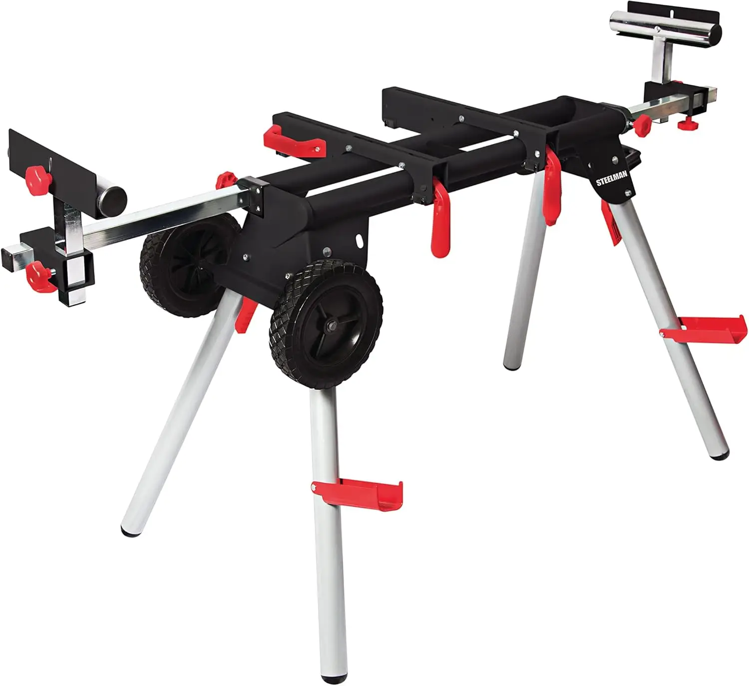 

Contractor Miter Saw Mobile Workstation, Universal Mount, Steel Construction, Portable Folding Legs, Adjustable Width
