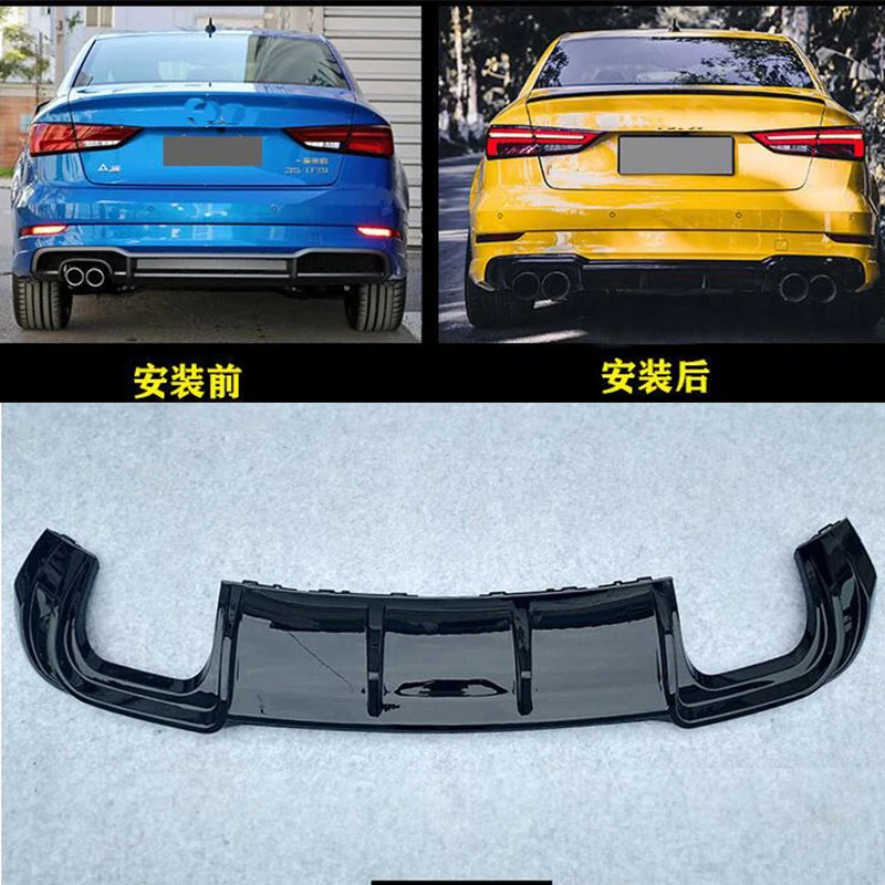 

A3 8V ABS Black Rear Bumper Lip Diffuser Exterior Parts for Audi A3 S3 Sline Sedan 2017 2018 2019 Car Accessories