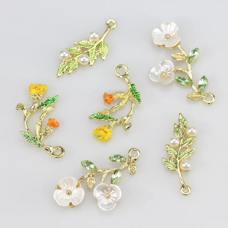 20pcs bling flower charm Zinc Alloy geometry earring enamel Pendant connector DIY Fashion Jewelry For Women&Men