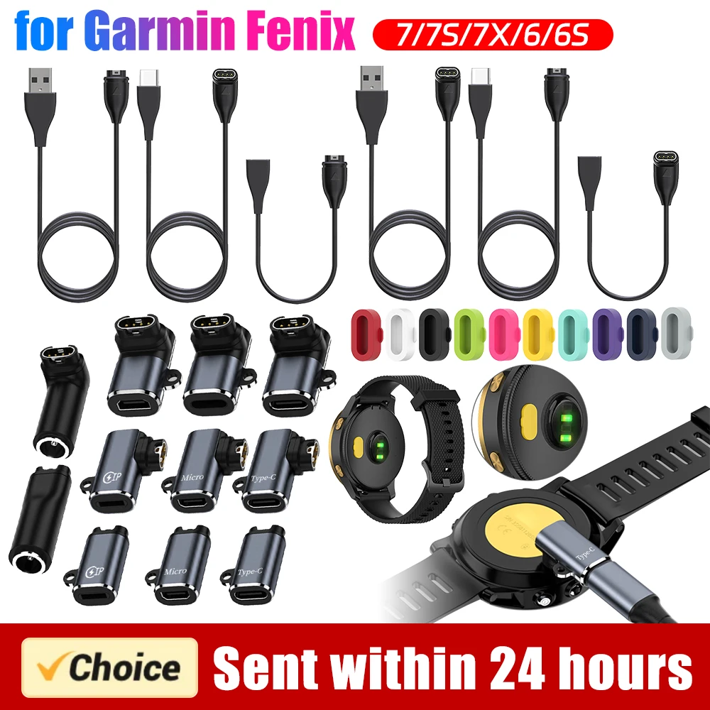 Ladekabel für Garmin Fenix 7/7S/7X/6/6S Forerunner 745 Venu Instinct Micro USB Typ C 8Pin Uhr Ladegerät Adapter Konverter