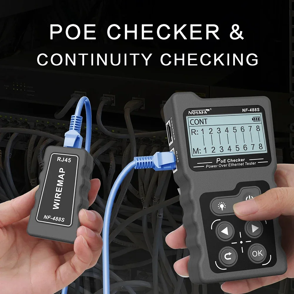 NOYAFA NF-488 NEW LCD Network PoE Checker Over The Ethernet cat5 cat6 Lan Cable Tester Loop Test Tool