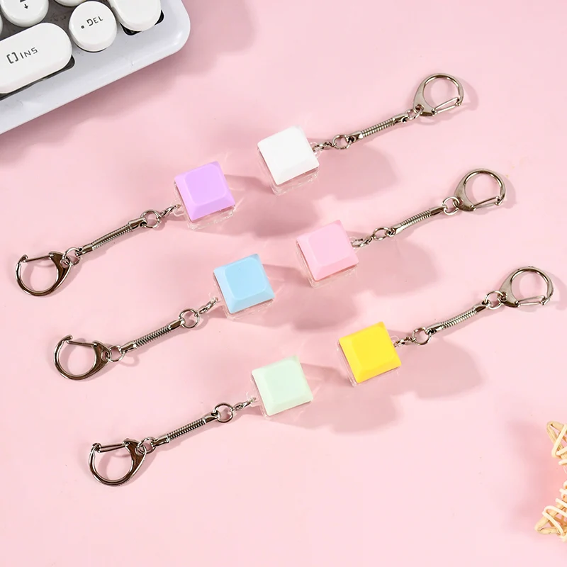 

6 Colors Key Cap Keyboard Key Chain Pendant Stress Relief DIY Button Keychain Pop Antistress Toy Mechanical Switch Keyring Decor