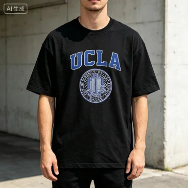 Retro Tee University Crest Print 2026 Edition Unisex Tshirt Gift for Him Blue Circle Emblem Graphic For Family Matching Shirts