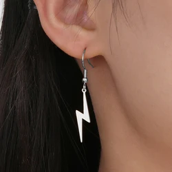 My Shape Punk Lightning Pendant Earrings for Women Hip Hop Dangle Earrings Stainless Steel Jewelry Birthday Party Gift Wholesale