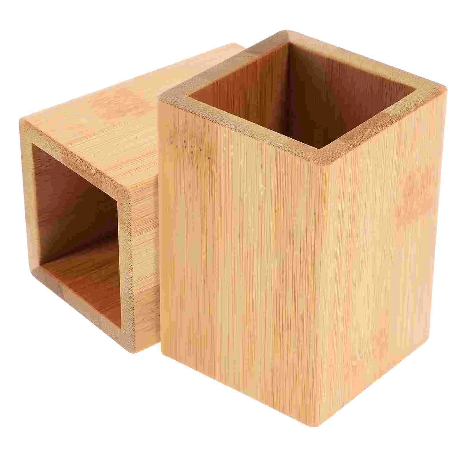 2 Pcs Bamboo Pen Holder Desk Cup Storage ganizer Stationery Container Tabletop Holder For Pencil Case Diy Bucket Rack Stand