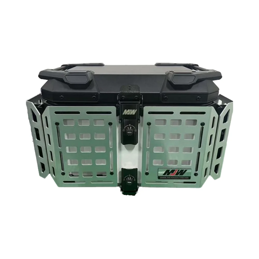 

45L Polished Metal Off-Road Motorcycle Tail Box | Second-Generation Armored Rear Case | Heavy Duty Certified Adventure Luggage