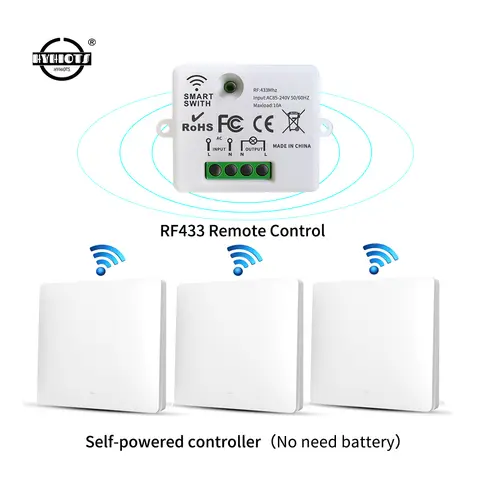 LVGEMSS Smart Wireless Switch RF433 Self-Powered Push Button Wall Panels Remote Controller Light Switch Waterproof Wall Switch