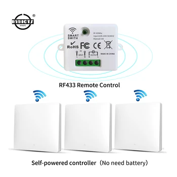 LVGEMSS 스마트 무선 스위치 RF433 자체 전원 푸시 단추 벽 패널 리모컨 조명 스위치, 방수 벽 스위치