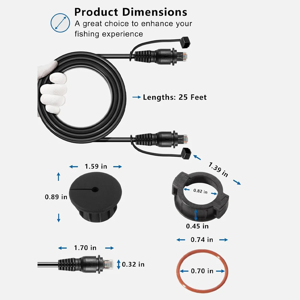 010-10550-00 Marine Network Cable,GMS 10 Cable 25 Feet for Marine RJ45 Compatible with Garmin Navigation Screen Devices
