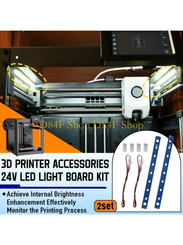 D84F Bright 24V LED Light Strips For 3D Printers 7 LEDs Each With Long Power Cords