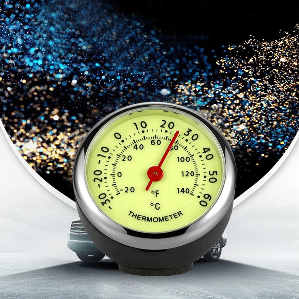 1pc Universal Car Luminous Hygrometer Car Dashboard Decorative Thermometer Car Instrument Panel Watch Auto Interior Accessories