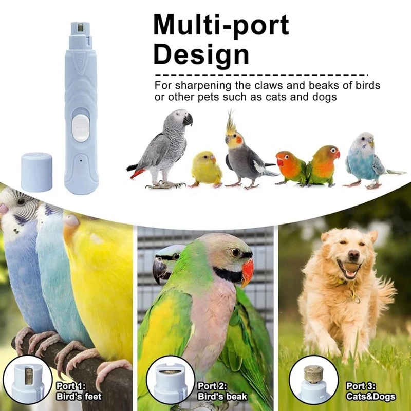 Bird Nail Grinder Bird Beak Grinder Silenced Parrots Nail File with LED Lamp Bird Supplies Suitable for Budgerigars-A51M