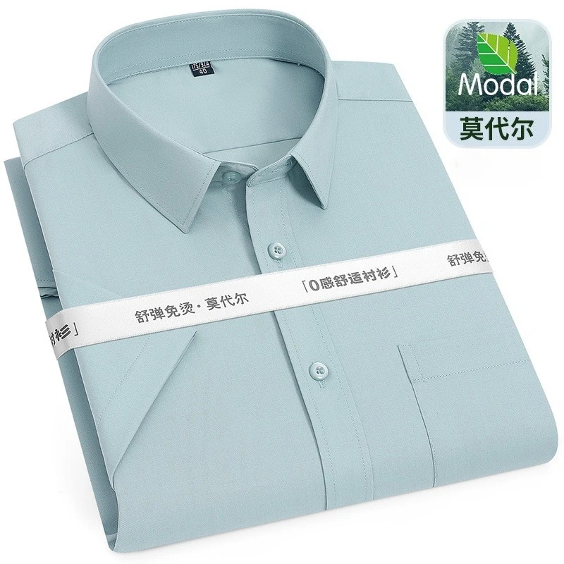 Modal Men Shirts short sleeves Slim Fit 8XL Anti-wrinkle Man Shirt Plus Size Big and Tall Work White Shirts Men short sleeve