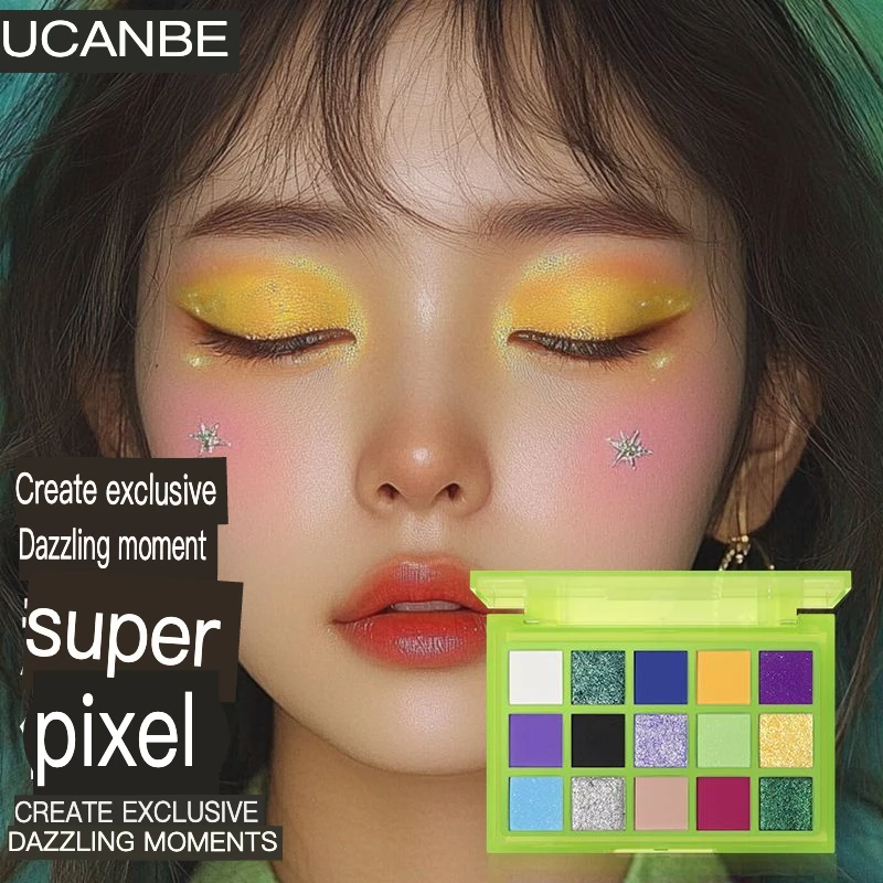 Ucanbe 15 色アイシャドウパレットスーパーピクセル春夏ドーパミン学生高彩度ステージパフォーマンスコスプレメイクアップ